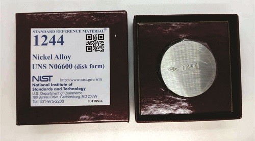 SRM 1244 - 鎳合金UNS N 06600(盤形)標準品